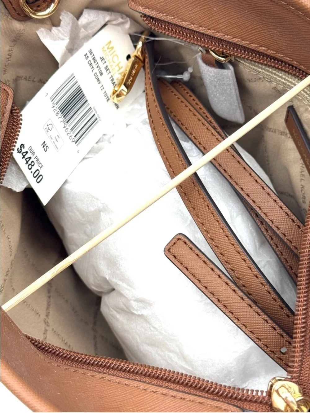 Michael Kors XS Jet Set Travel Convertible TZ Tote Bag Brown Signature